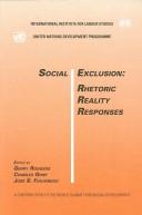 Cover of: Social exclusion: rhetoric, reality, responses