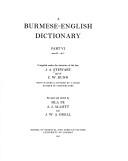 Cover of: A Burmese-English Dictionary