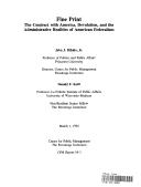 Cover of: Fine Print: The Contract With America, Devolution, and the Administrative Realities of American Federalism