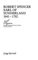 Cover of: Robert Spencer: Earl of Sunderland 1641-1702 (Modern Revivals in History)