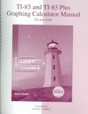 Cover of: TI-83 Manual T/A Elementary Statistics by Allan G. Bluman, Allan Bluman, Carolyn Meitler