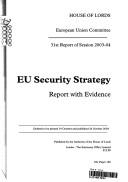 Cover of: European Union Committee 31st Report Of Session 2003-04: Eu Security Strategy: House Of Lords Paper 180 Session 2003-04