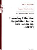 Cover of: Ensuring Effective Regulation in the Eu: Follow-up Report 31st Report of Session 2005-06