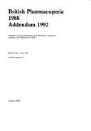 Cover of: British Pharmacopoeia: Addendum, 1992