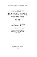 Cover of: Catalogue of manuscripts acquired since 1925