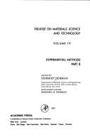 Cover of: Treatise on Materials Science and Technology: Experimental Methods, Part B (Treatise on Materials Science and Technology)