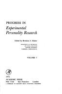 Cover of: Progress in Experimental Personality Research, Volume 7