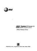 Cover of: Unix System V/386 Utilities Release Notes: Release 3.0, Intel 80386 Computer Version (Prentice Hall C and Unix Systems Library)