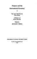 Cover of: Finance and the International Economy: 7: The AMEX Bank Review Prize Essays 1993 (Finance and the International Economy)