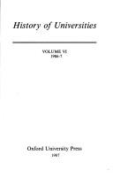 Cover of: History of Universities: Volume VI (History of Universities)