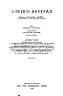 Cover of: Reviews of Environmental Contamination and Toxicology, Vol. 74: Residue Reviews