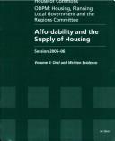 Cover of: Affordability And the Supply of Housing, Session 2005-06: House of Commons Papers 703-ii 2005-06