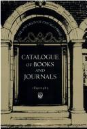 Cover of: Catalogue of Books and Journals, 1891-1965