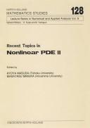 Cover of: Recent topics in nonlinear PDE III