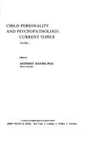 Child Personality and Psychopathology by Anthony Davids