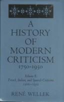 Cover of: A history of modern criticism: 1750-1950