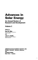 Cover of: Advances in solar technology: an annual review of research and development.