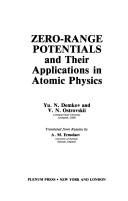 Cover of: Zero-Range Potentials and Their Applications in Atomic Physics (Physics of Atoms and Molecules)