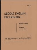 Cover of: Middle English Dictionary (Volume I.1)