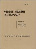 Cover of: Middle English Dictionary (Volume B.5) by Robert E. Lewis