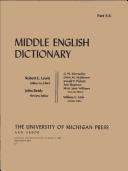 Cover of: Middle English Dictionary (Volume S.8) by Robert E. Lewis
