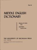 Cover of: Middle English Dictionary (Volume G.1)