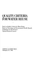 Cover of: Quality Criteria for Water Reuse
