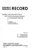 Cover of: Use of economic, social, and environmental indicators in transportation planning; (Highway research record)