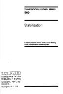 Cover of: Stabilization: 8 reports prepared for the 54th annual meeting of the Transportation Research Board (Transportation research record)