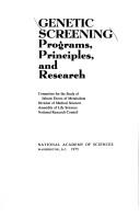 Cover of: Genetic screening: programs, principles, and research
