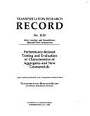 Cover of: Performance-Related Testing & Evaluation of Aggregate & New Geomaterials (Trr 1418) (Transportation Research Record)