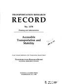 Cover of: Accessible Transportation and Mobility (Transportation Research Record) | National Research Council (U.S.) Transportation Research Board