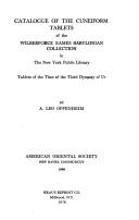 Cover of: Catalogue of the cuneiform tablets of the Wilberforce Eames Babylonian collection in the New York Public Library: Tablets of the time of the third dynasty of Ur