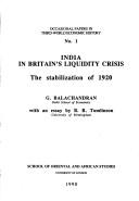 India in Britain's liquidity crisis by Balachandran, G.