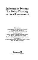 Cover of: Information Systems for Policy Planning in Local Government by England/et al