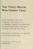 Cover of: The Tokyo Major War Crimes Trial by R. John Pritchard, R. John Pritchard