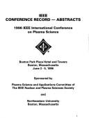 Cover of: 1996 IEEE International Conference on Plasma Science: Boston Park Plaza Hotel and Towers Boston, Massachusetts June 3-5, 1996 (Ieee International Conference ... Science//Ieee Conference Record-Abstracts)