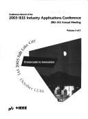 Cover of: Conference Record of the 2003 IEEE Industry Applications Conference: 38th IAS Annual Meeting: IAS 2003: October 12-16, 2003, Salt Lake City