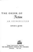 Cover of: Order of Fiction an Introduction by Edward A. Bloom