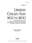Cover of: Literature Criticism From 1400 To 1800 (Literature Criticism from 1400 to 1800) by Thomas J. Schoenberg