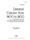 Cover of: Literature Criticism From 1400 To 1800 (Literature Criticism from 1400 to 1800)