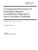 Cover of: Containment Performance Of Prototypical Reactor Containments Subjected To Severe Accident Conditions | E. W. Klamerus