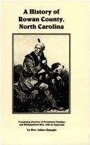 Cover of: A History of Rowan County, North Carolina by 