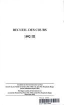 Cover of: Recueil des Cours - Collected Courses, 1992-III