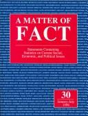 Cover of: A Matter of Fact: Statements Containing Statistics on Current Social, Economic, and Political Issues : January-June 1999 (Matter of Fact)