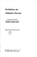 Cover of: Guidelines for Adoption Services by 