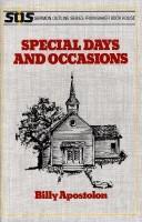 Cover of: Special Days and Occasions (Sermon Outline Series) by Billy Apostolon