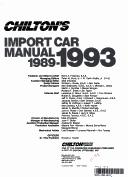 Cover of: Chilton's Import Car Repair Manual 1989-1993