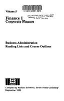 Cover of: Finance I: Corporate Finance (Business Administration Reading Lists and Course Outlines)