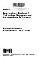 Cover of: International Business I: Multinational Management and the International Environment (Business Administration Reading Lists and Course Outlines)